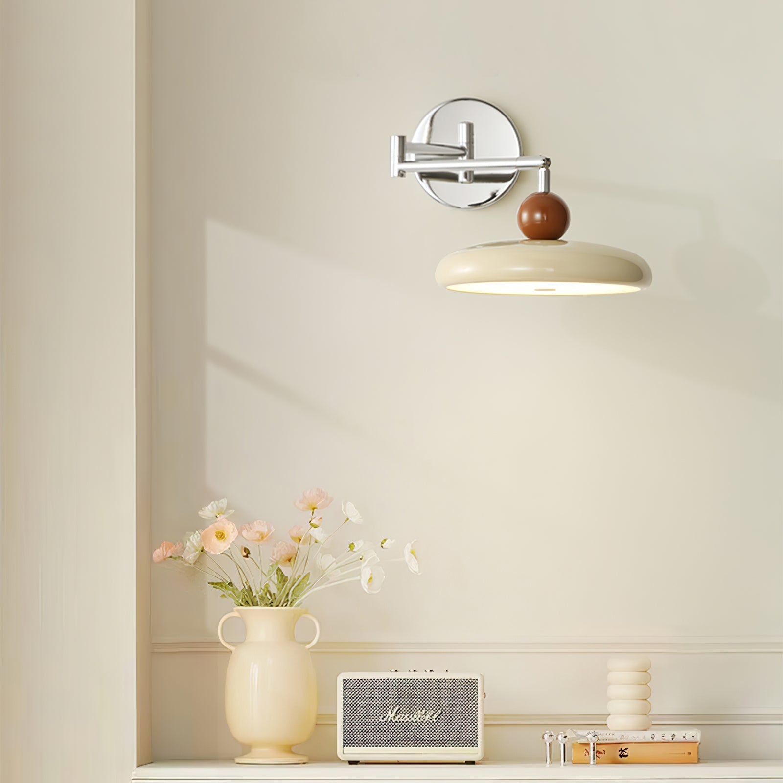 Elin Round Disc Plug-In Wall Sconce – Modern LED Wall Lamp for Bedroom