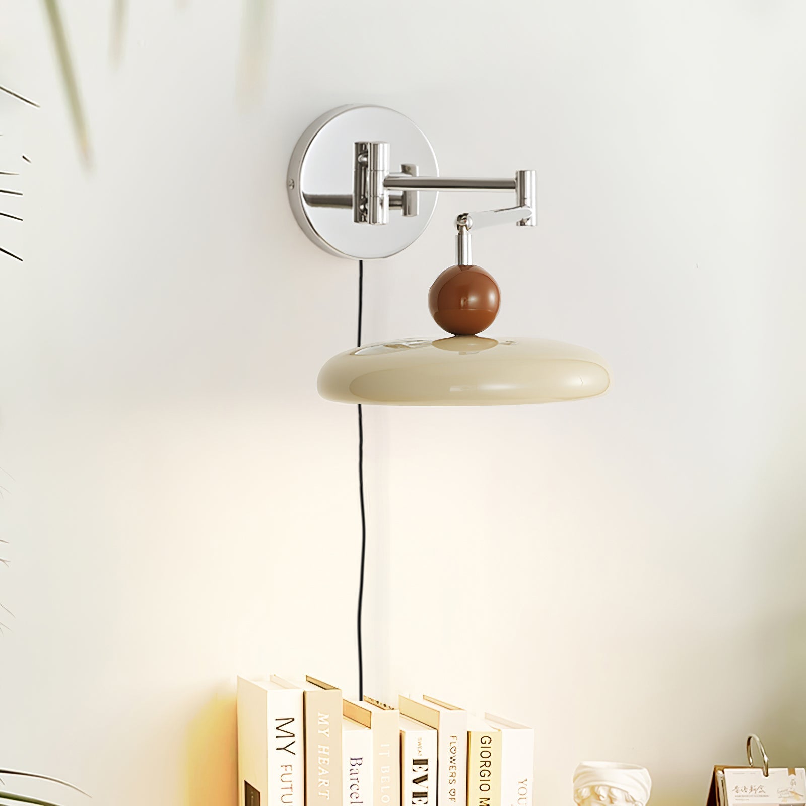 Elin Round Disc Plug-In Wall Sconce – Modern LED Wall Lamp for Bedroom