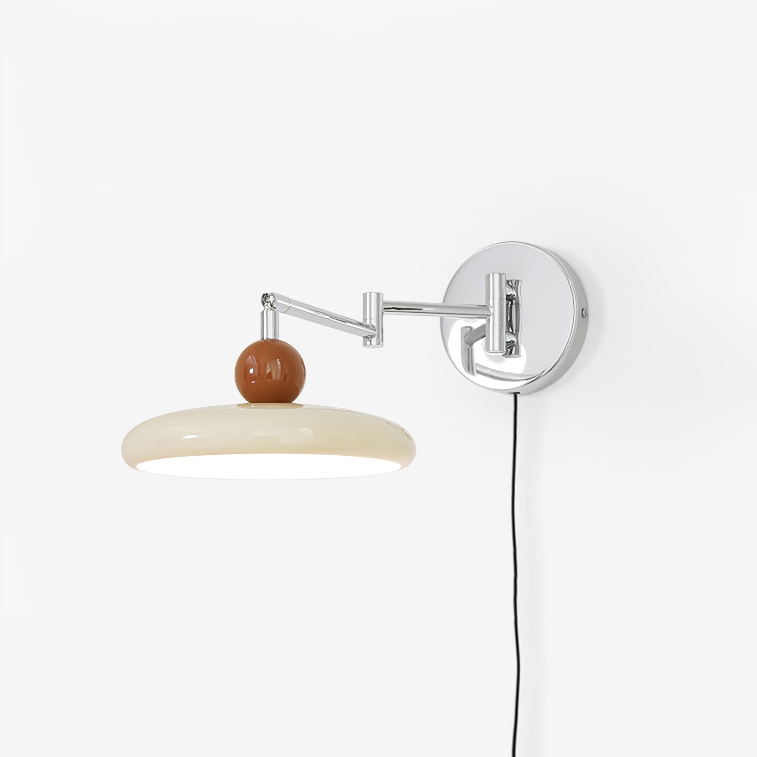 Elin Round Disc Plug-In Wall Sconce – Modern LED Wall Lamp for Bedroom