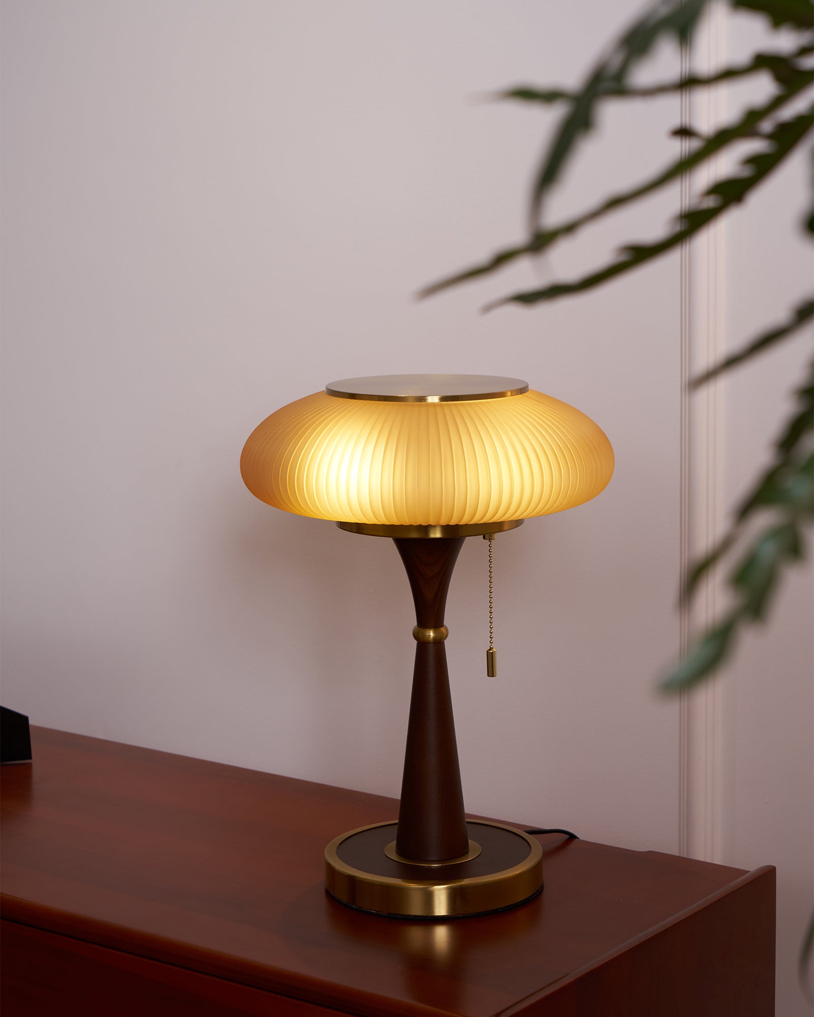 Haru Amber Glass Mushroom Table Lamp for Bedside Desk and Reading Nook