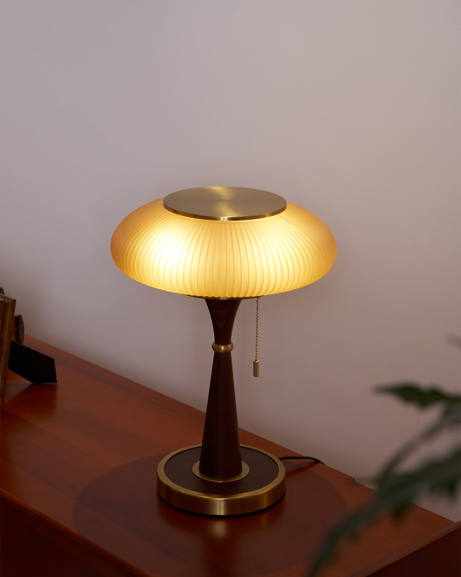 Haru Amber Glass Mushroom Table Lamp for Bedside Desk and Reading Nook
