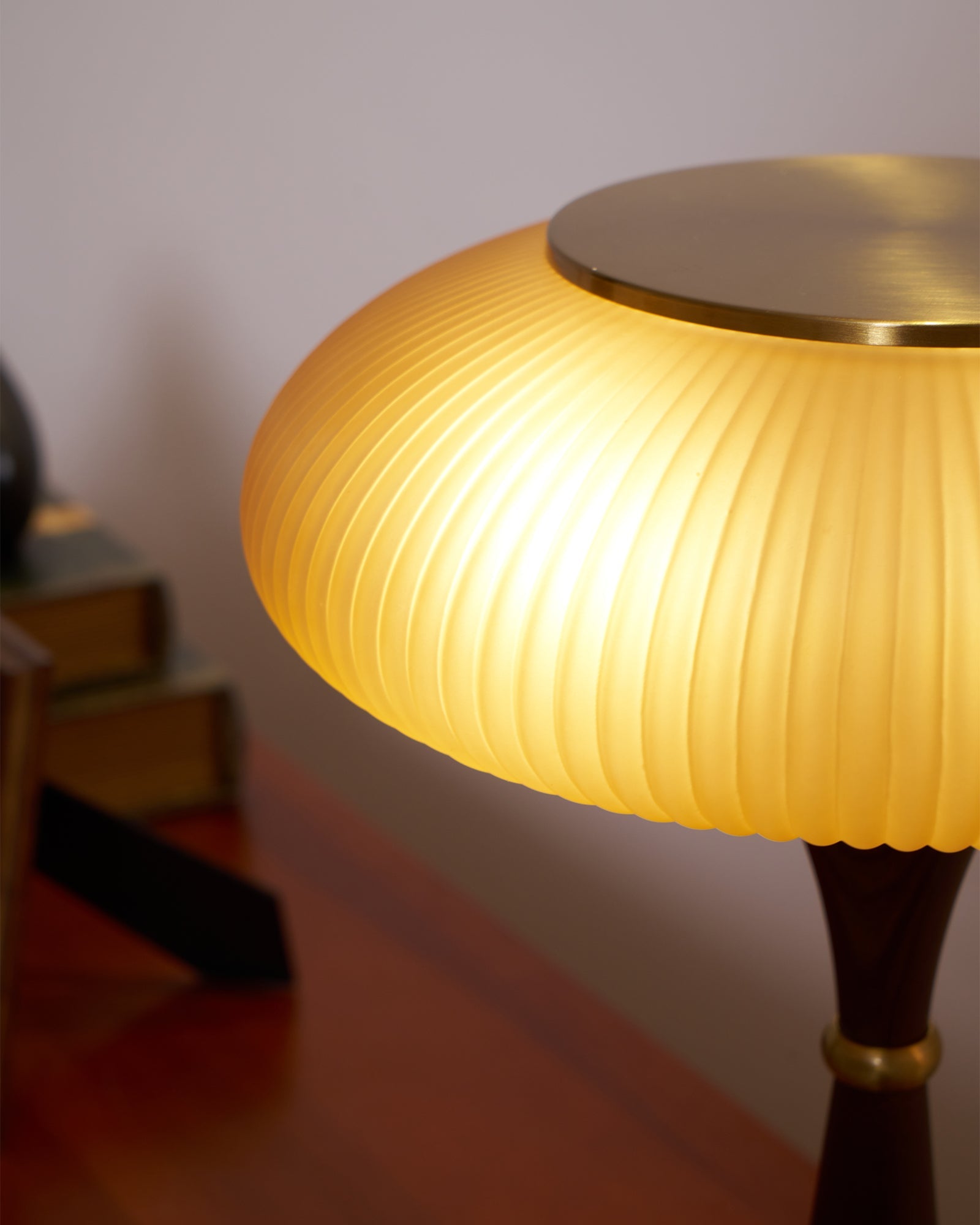 Haru Amber Glass Mushroom Table Lamp for Bedside Desk and Reading Nook