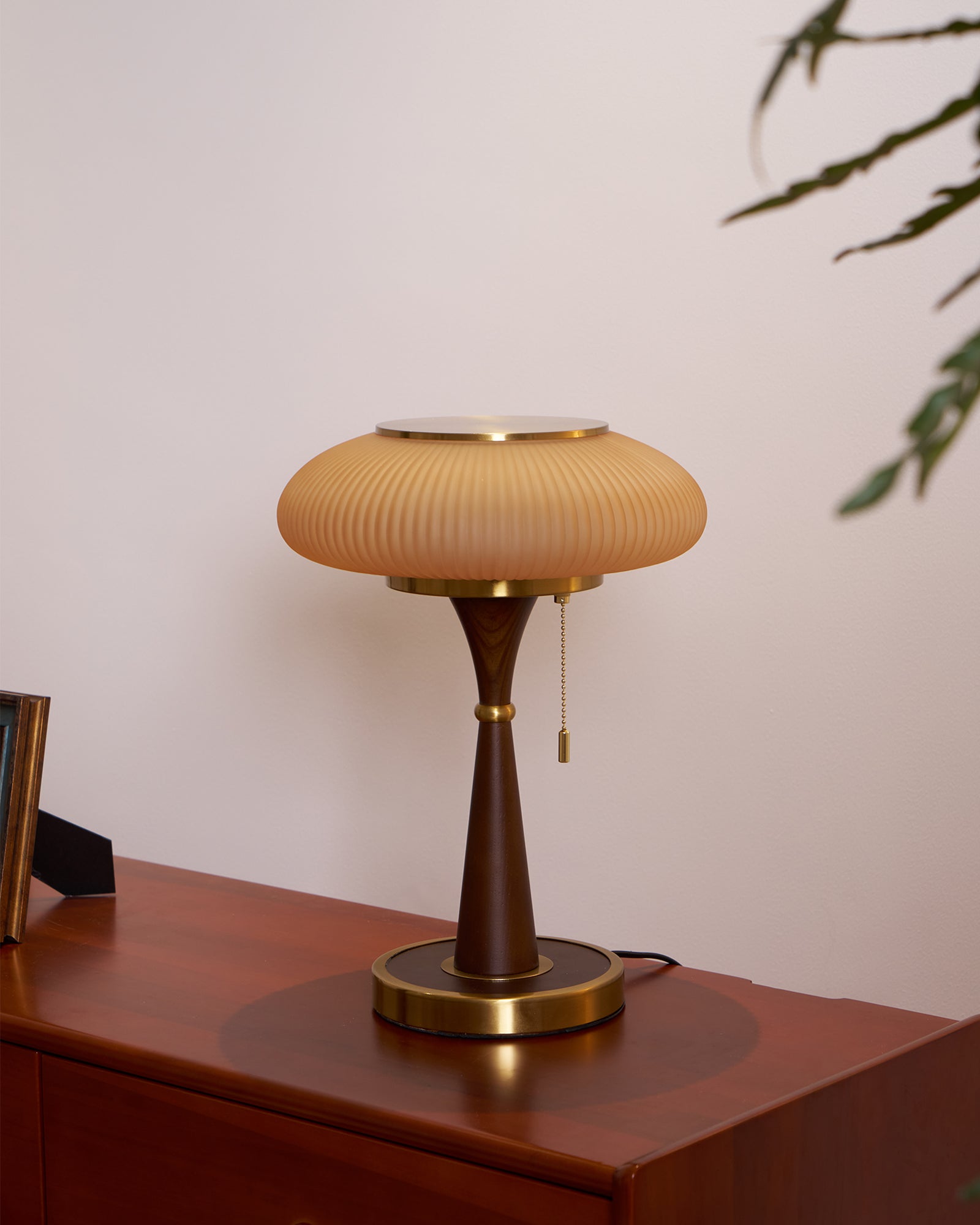Haru Amber Glass Mushroom Table Lamp for Bedside Desk and Reading Nook