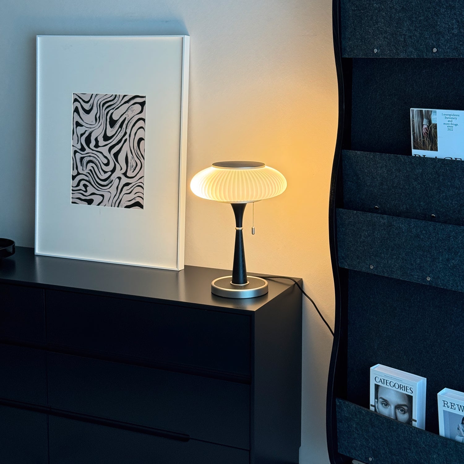 Haru Amber Glass Mushroom Table Lamp for Bedside Desk and Reading Nook
