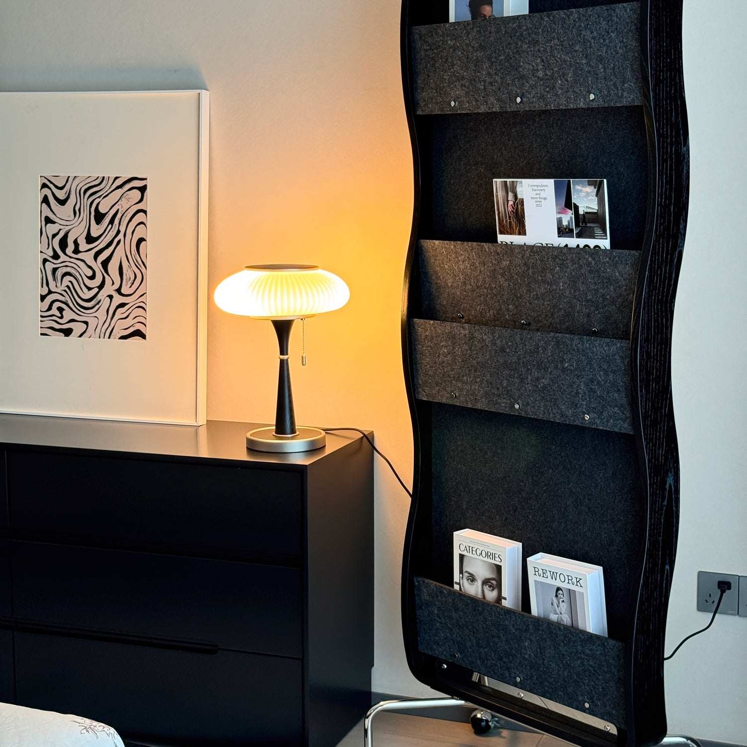 Haru Amber Glass Mushroom Table Lamp for Bedside Desk and Reading Nook