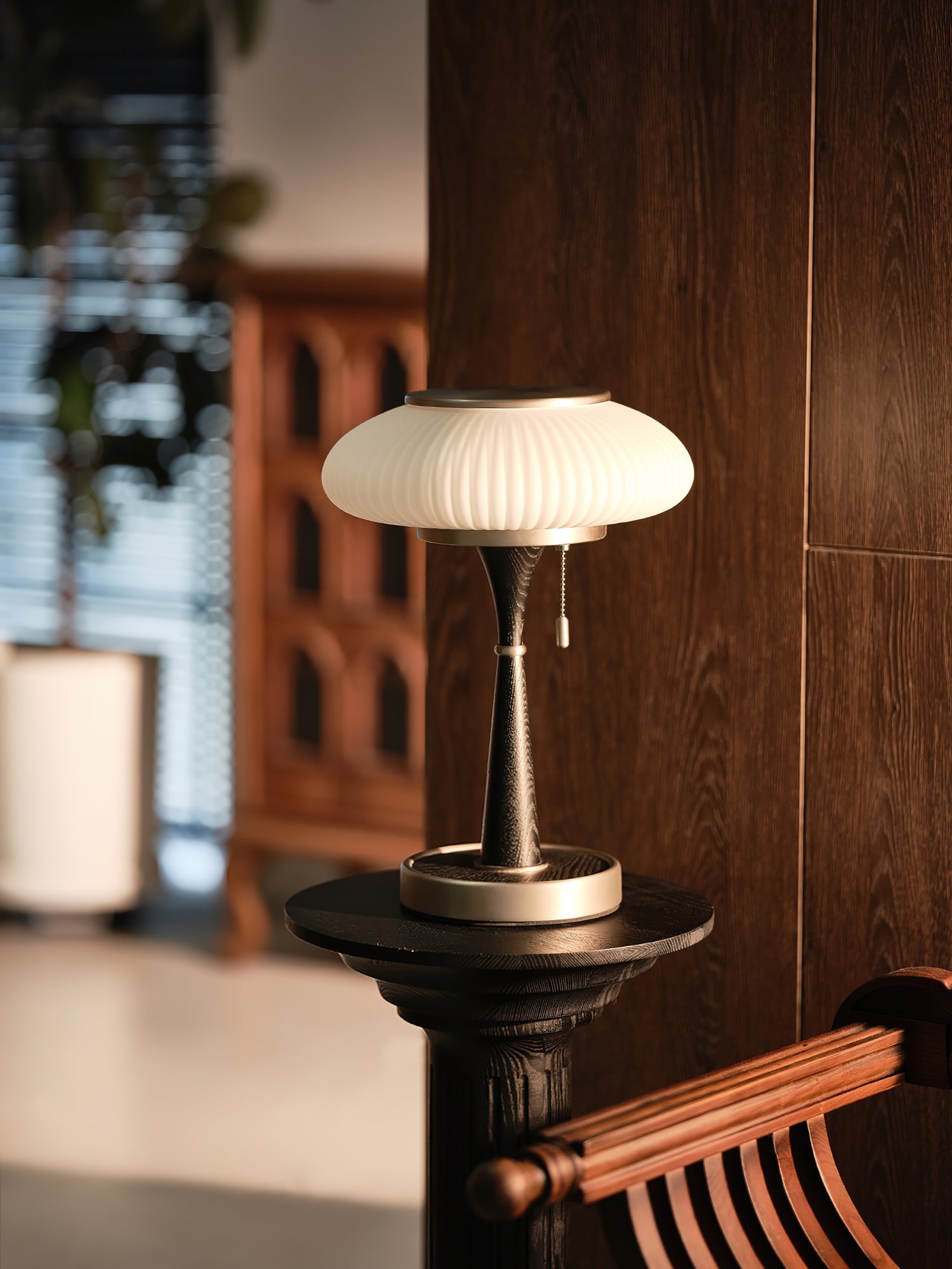 Haru Amber Glass Mushroom Table Lamp for Bedside Desk and Reading Nook