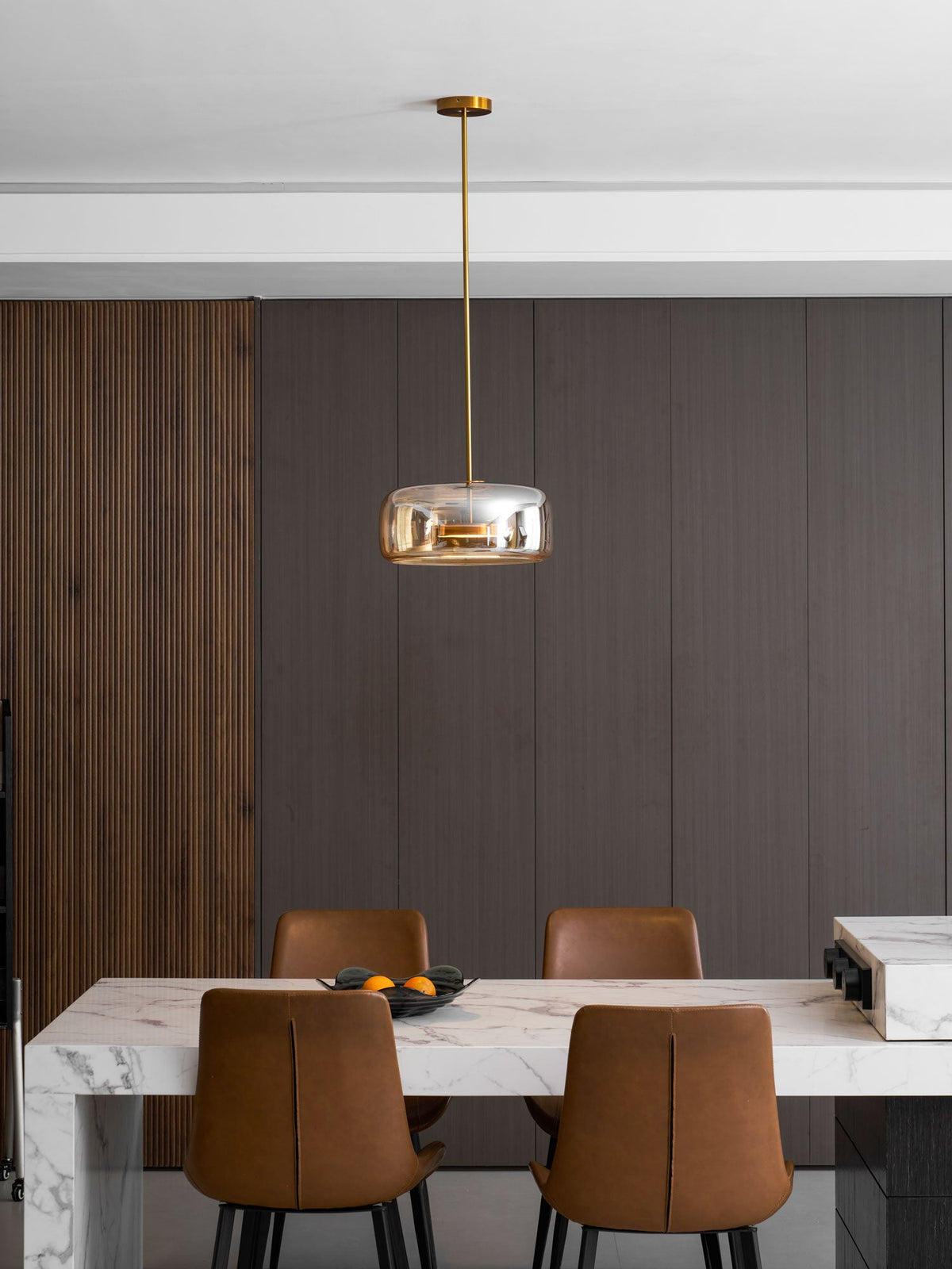 Fumo Hand-Blown Smoked Glass Pendant for Kitchen Island & Dining Room