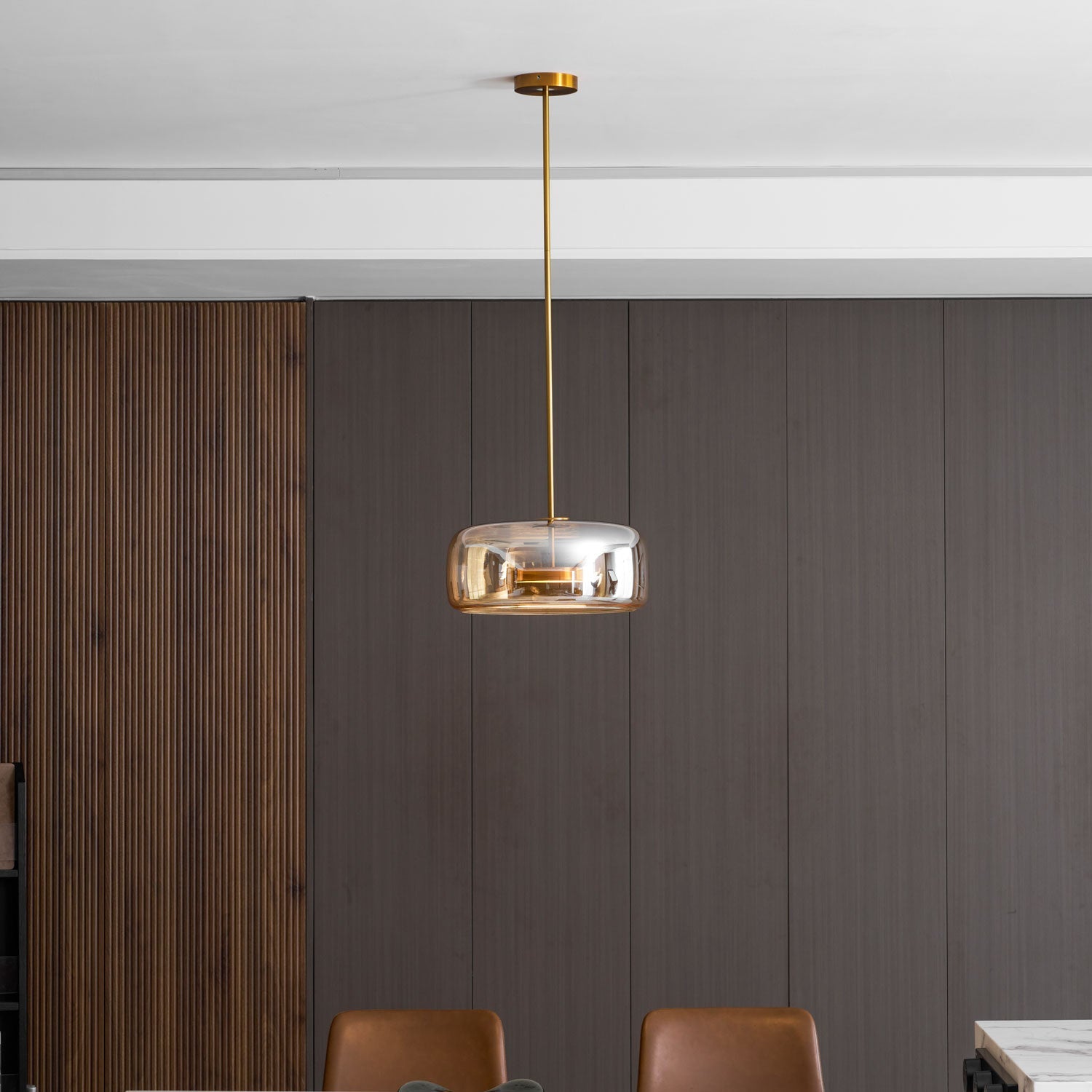 Fumo Hand-Blown Smoked Glass Pendant for Kitchen Island & Dining Room