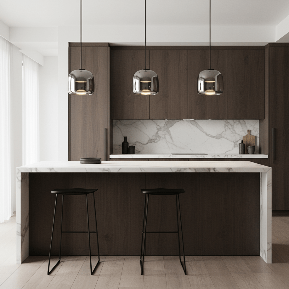 Fumo Hand-Blown Smoked Glass Pendant for Kitchen Island & Dining Room