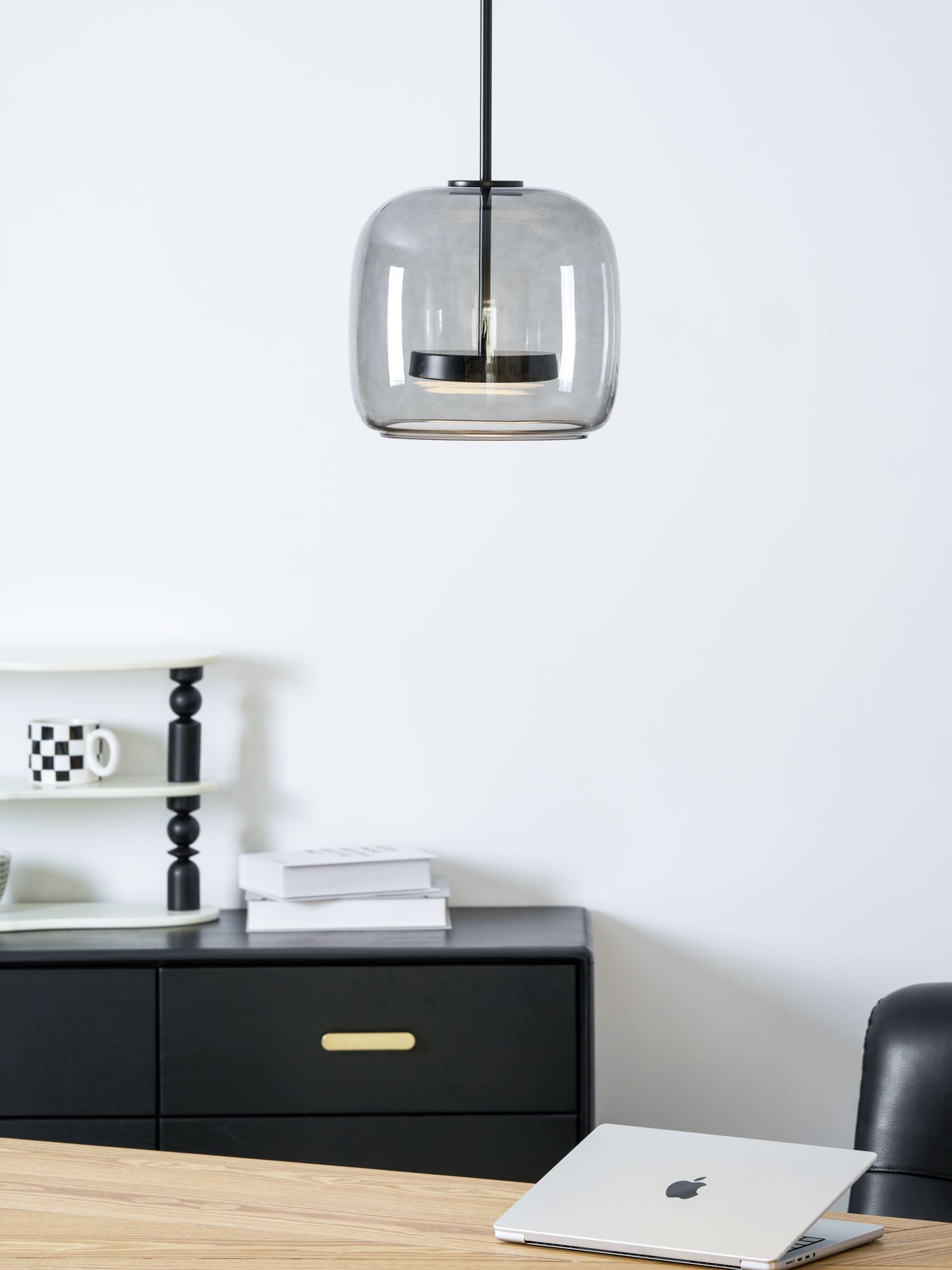 Fumo Hand-Blown Smoked Glass Pendant for Kitchen Island & Dining Room