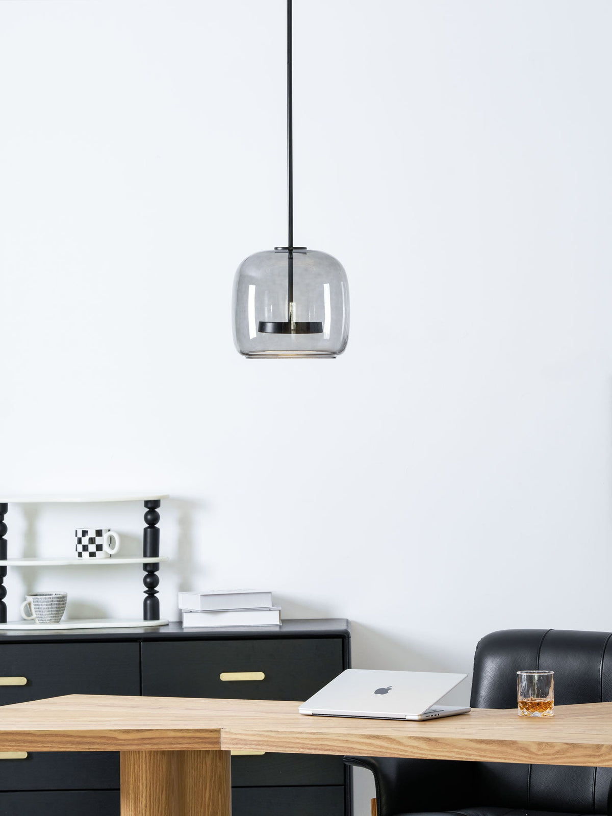 Fumo Hand-Blown Smoked Glass Pendant for Kitchen Island & Dining Room