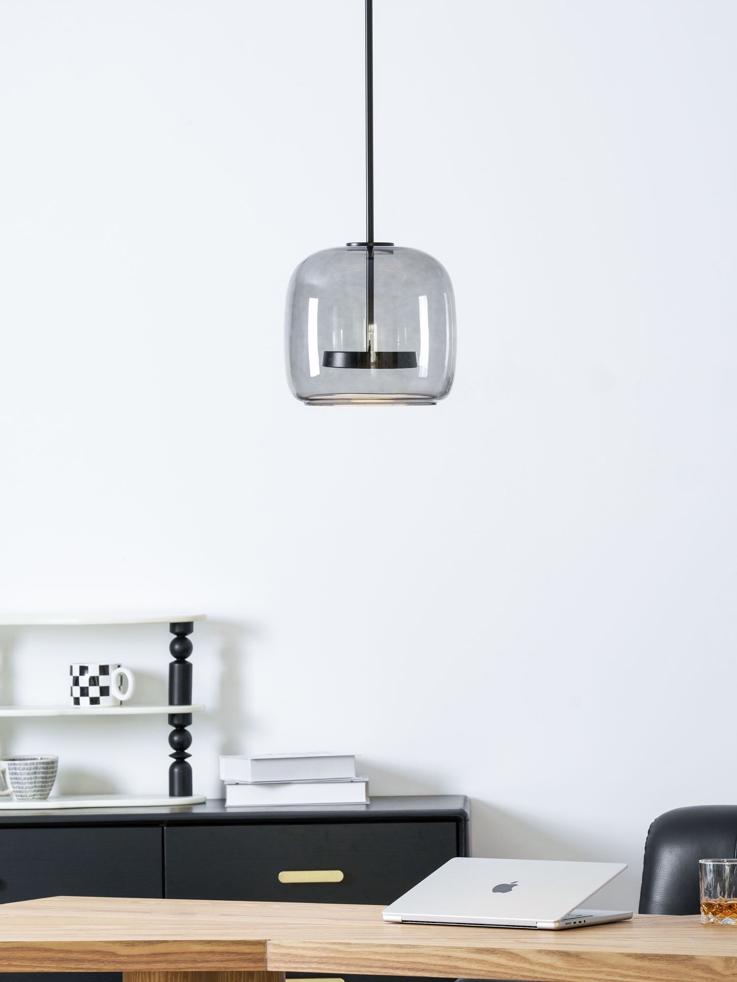 Fumo Hand-Blown Smoked Glass Pendant for Kitchen Island & Dining Room
