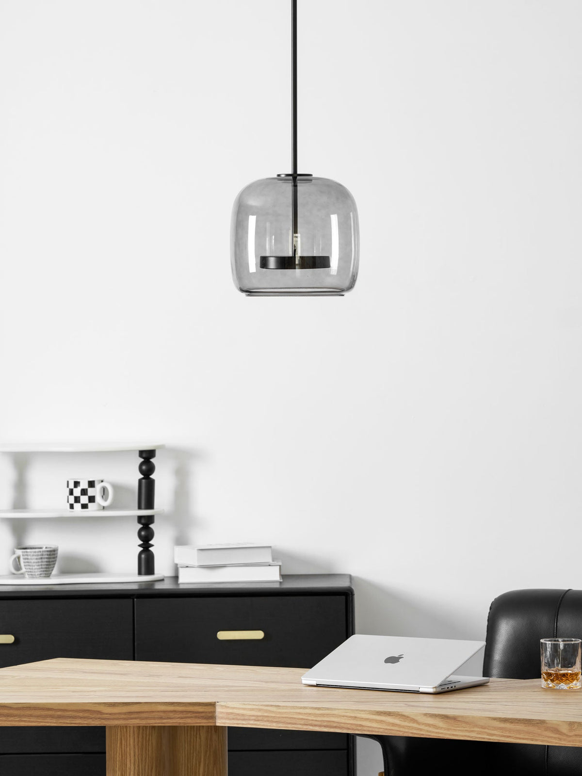 Fumo Hand-Blown Smoked Glass Pendant for Kitchen Island & Dining Room