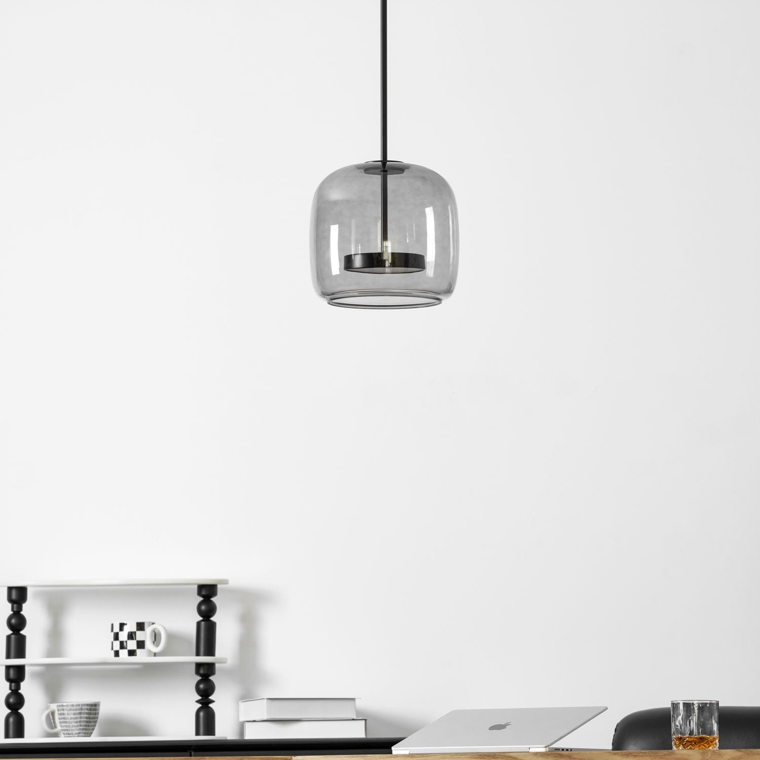 Fumo Hand-Blown Smoked Glass Pendant for Kitchen Island & Dining Room