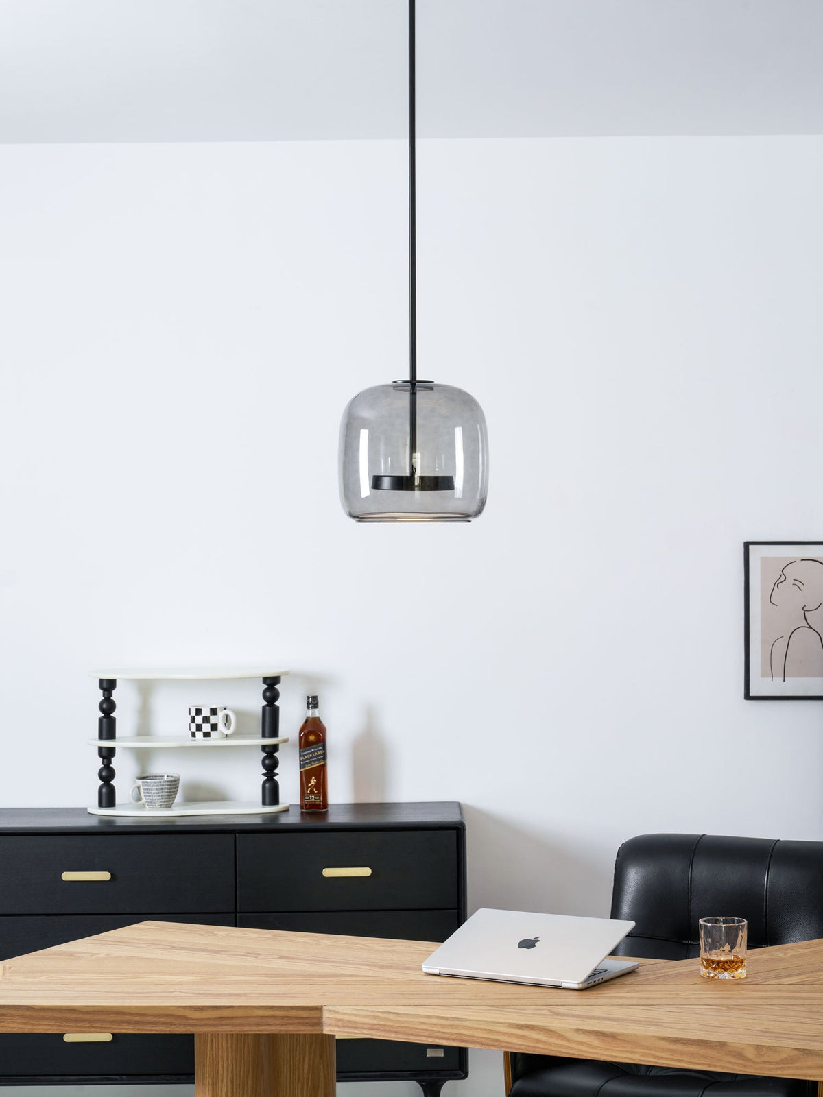 Fumo Hand-Blown Smoked Glass Pendant for Kitchen Island & Dining Room
