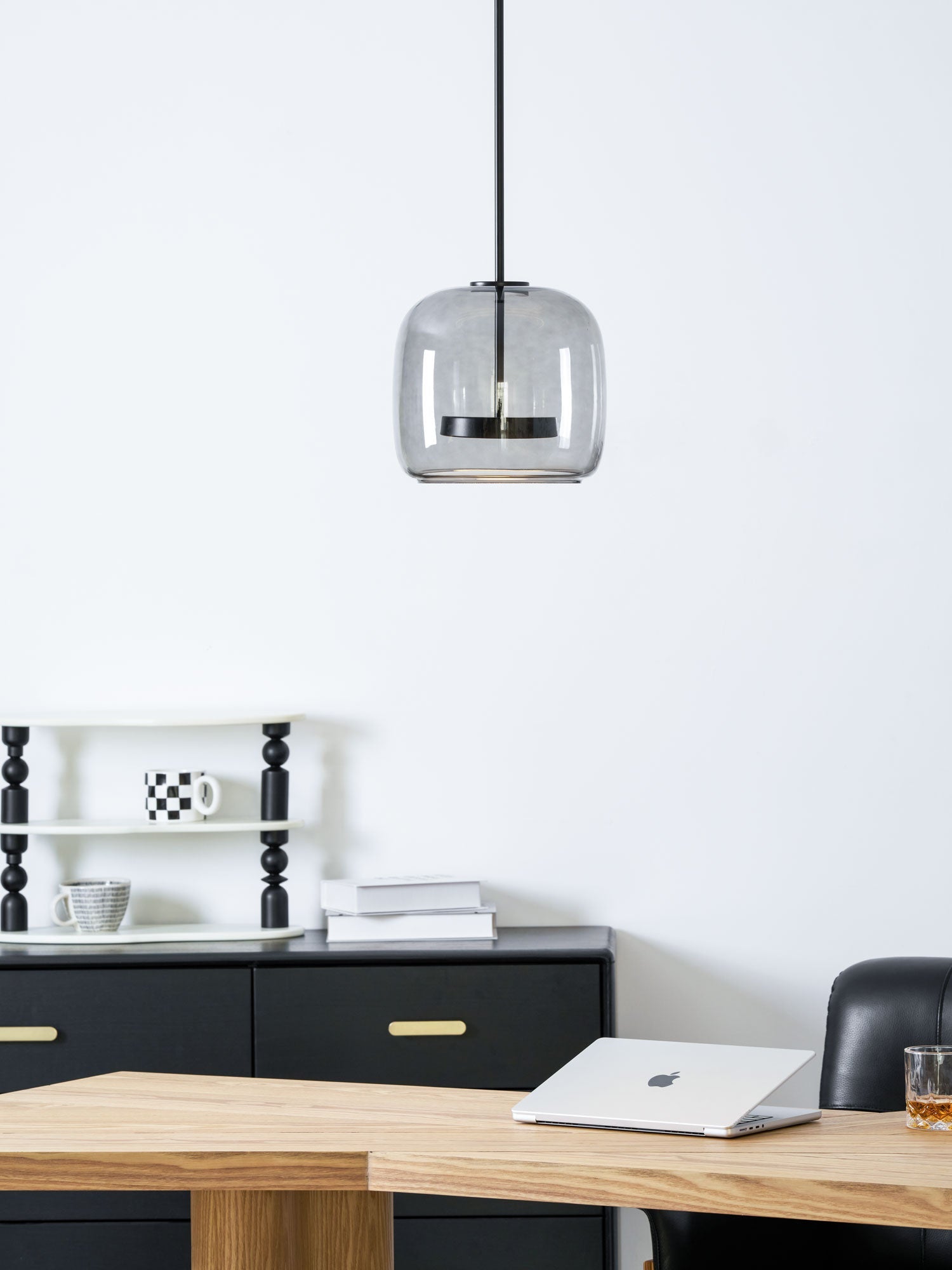 Fumo Hand-Blown Smoked Glass Pendant for Kitchen Island & Dining Room