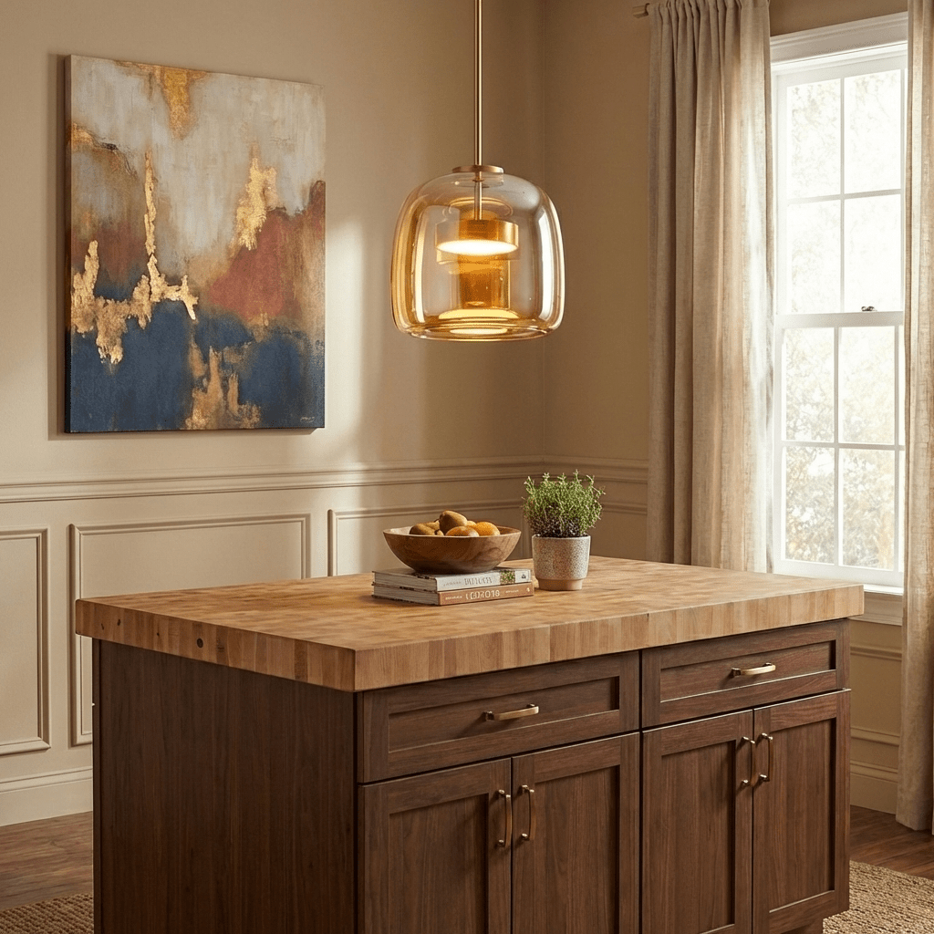 Fumo Hand-Blown Smoked Glass Pendant for Kitchen Island & Dining Room