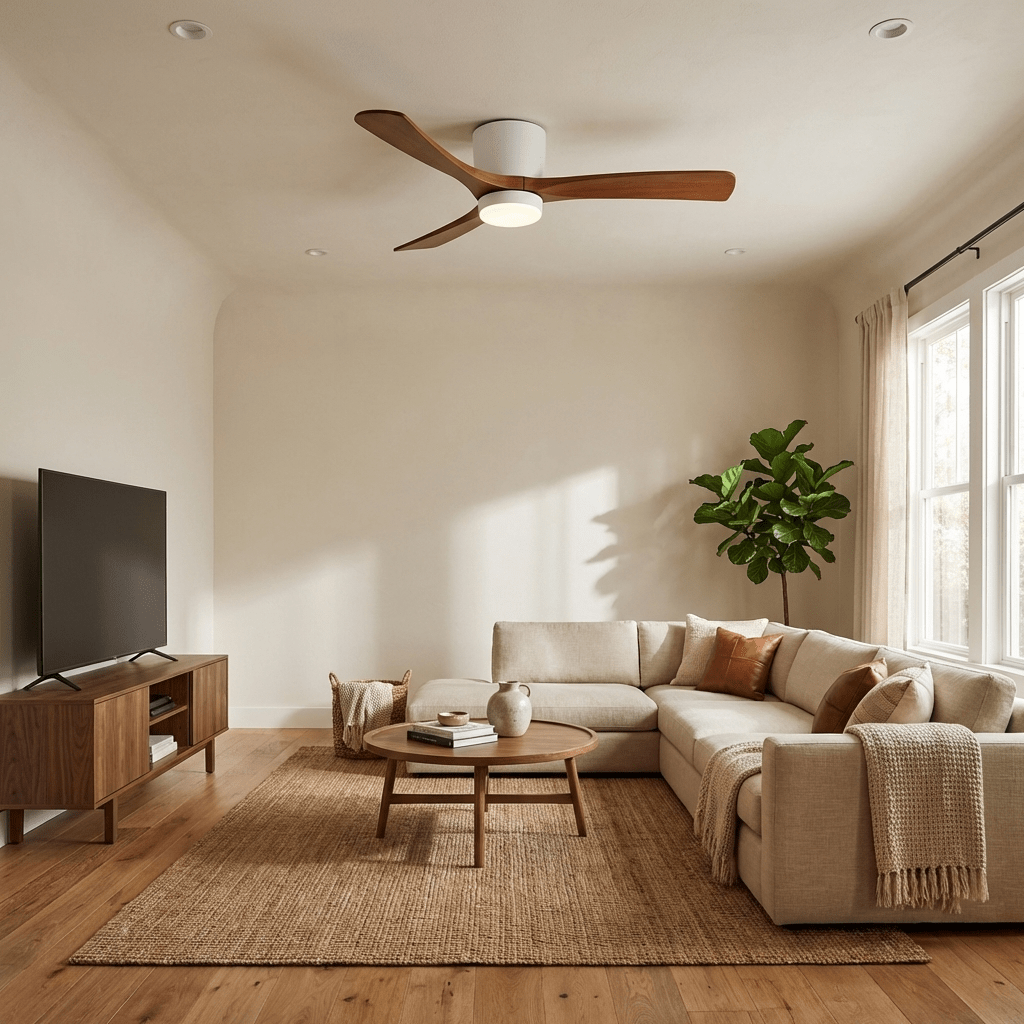 Kaze Solid Wood Quiet DC Ceiling Fan Light for Bedroom & Living Room