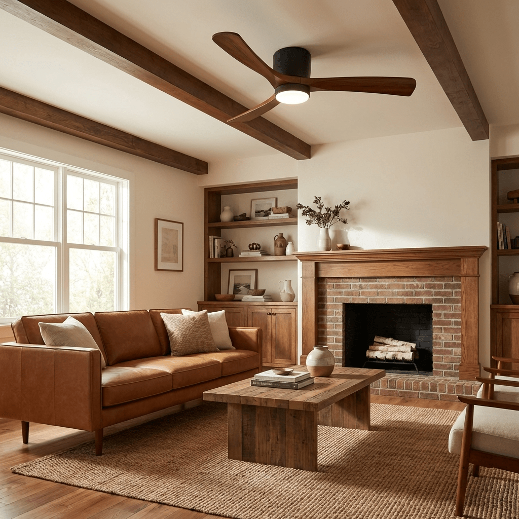 Kaze Solid Wood Quiet DC Ceiling Fan Light for Bedroom & Living Room