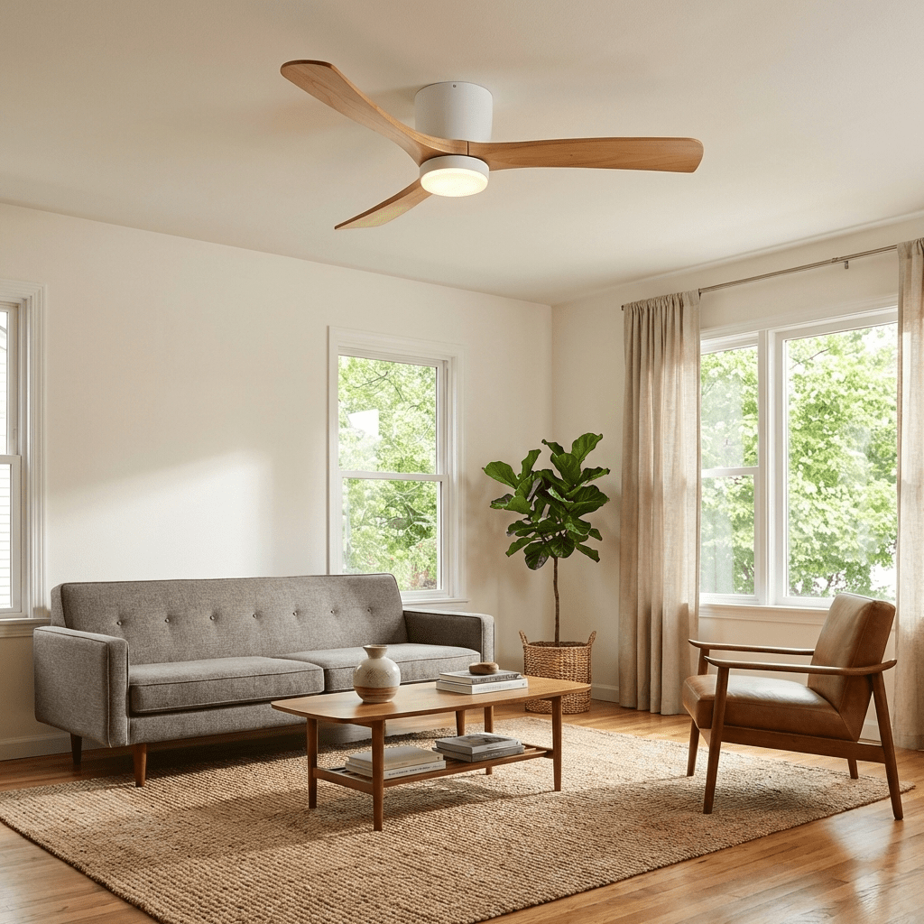 Kaze Solid Wood Quiet DC Ceiling Fan Light for Bedroom & Living Room