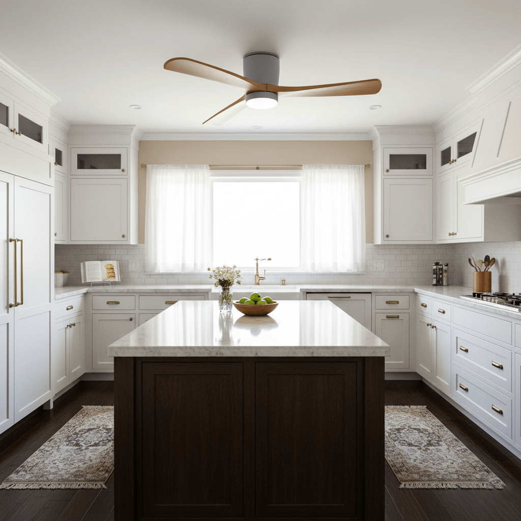 Kaze Solid Wood Quiet DC Ceiling Fan Light for Bedroom & Living Room
