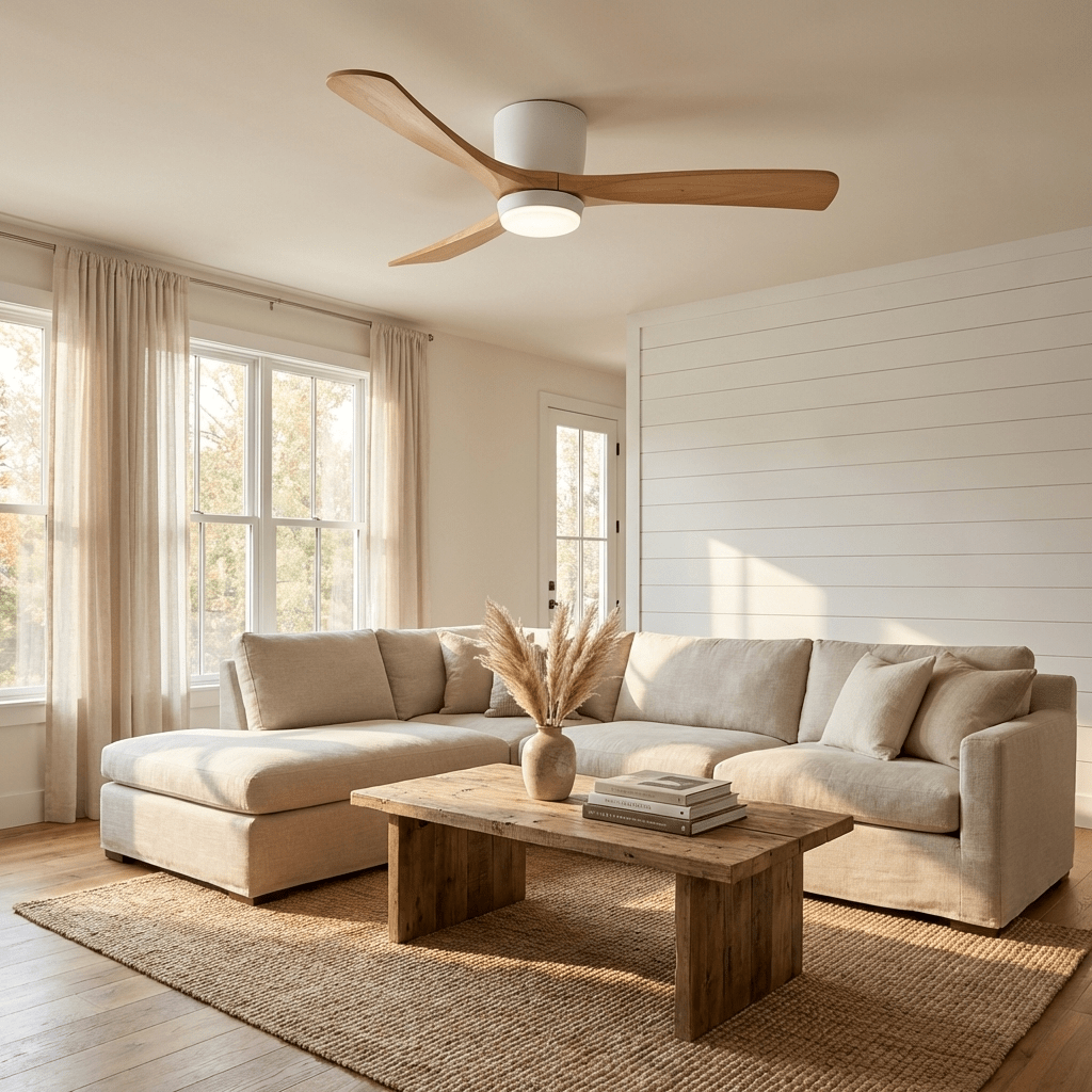 Kaze Solid Wood Quiet DC Ceiling Fan Light for Bedroom & Living Room