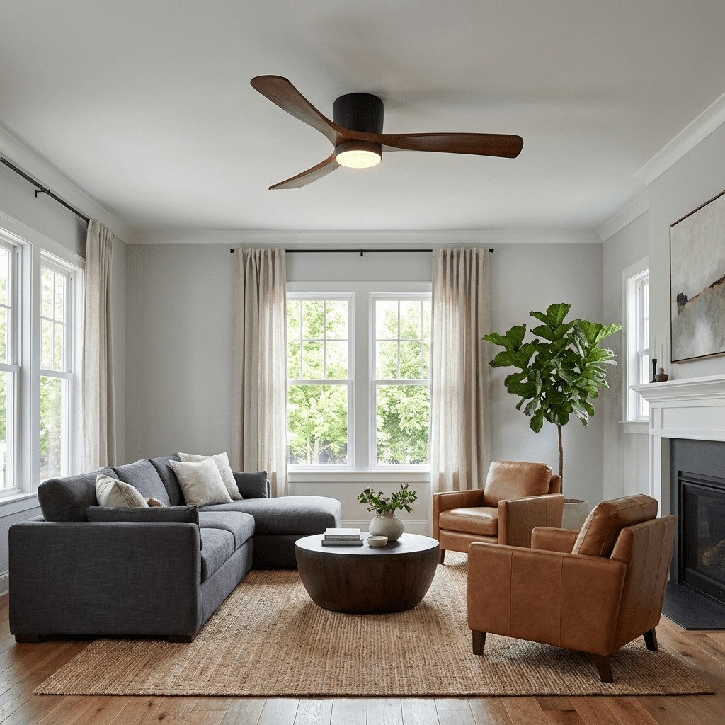 Kaze Solid Wood Quiet DC Ceiling Fan Light for Bedroom & Living Room