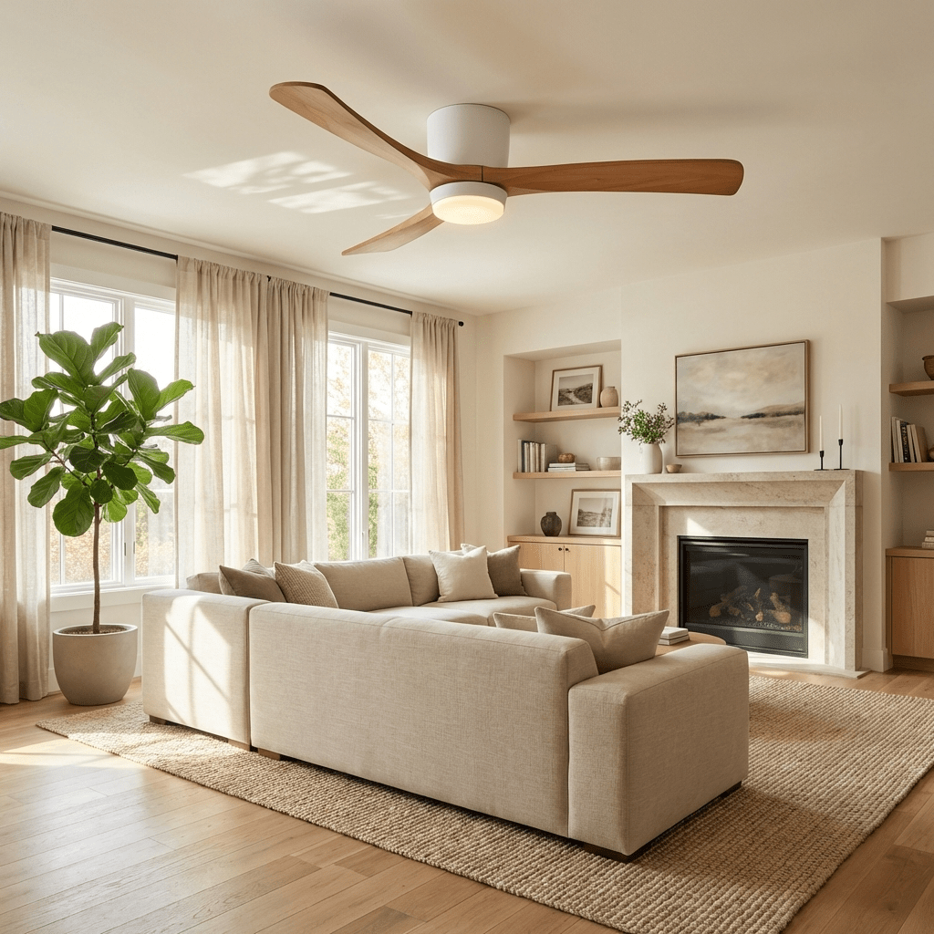 Kaze Solid Wood Quiet DC Ceiling Fan Light for Bedroom & Living Room