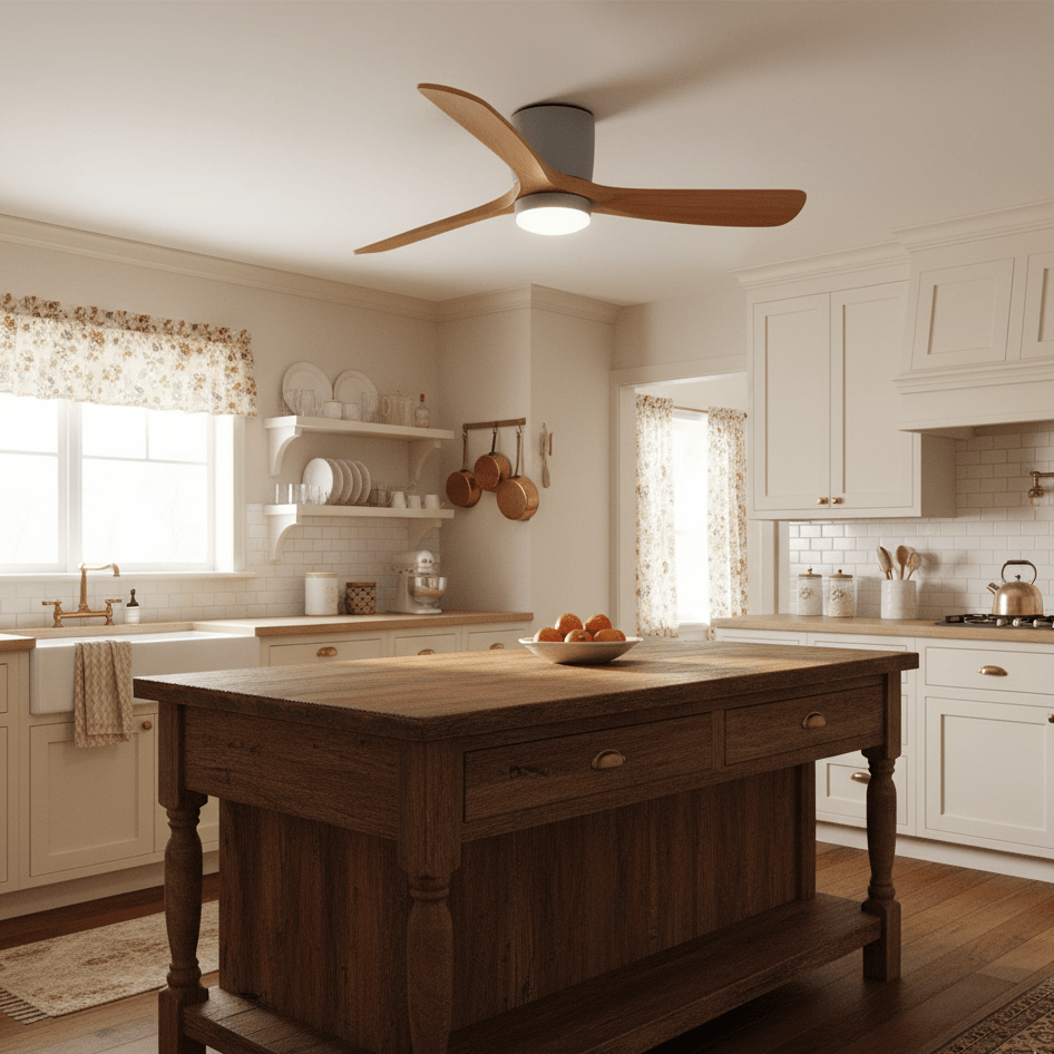 Kaze Solid Wood Quiet DC Ceiling Fan Light for Bedroom & Living Room