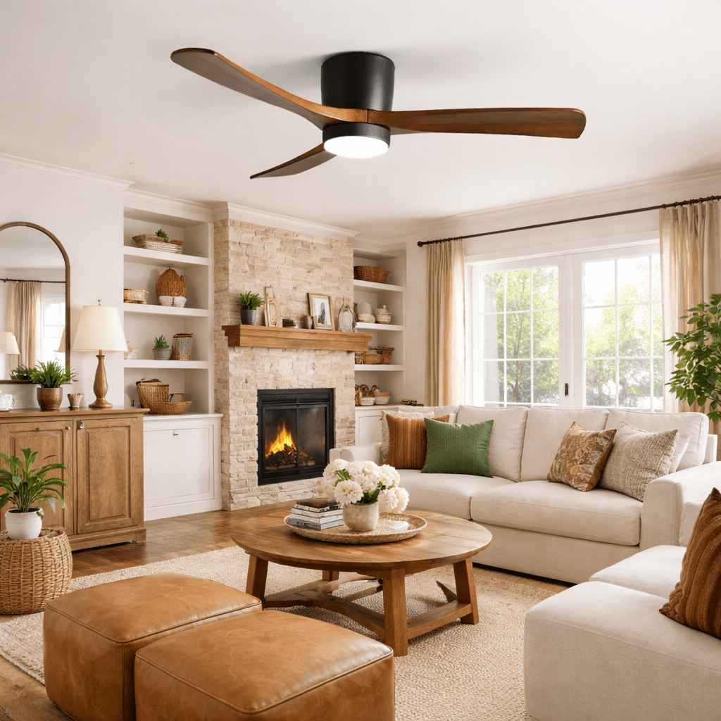 Kaze Solid Wood Quiet DC Ceiling Fan Light for Bedroom & Living Room