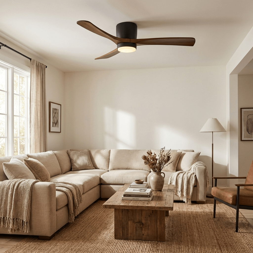 Kaze Solid Wood Quiet DC Ceiling Fan Light for Bedroom & Living Room