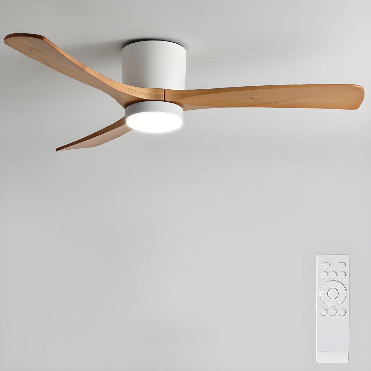 Kaze Solid Wood Quiet DC Ceiling Fan Light for Bedroom & Living Room