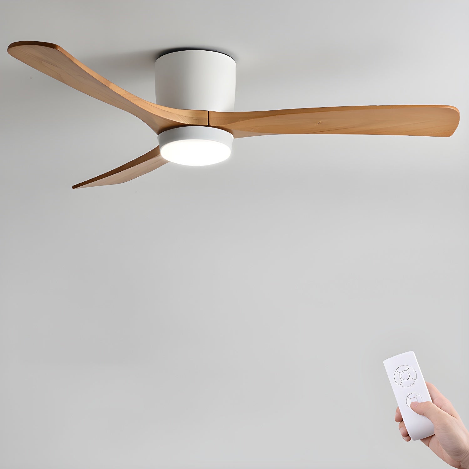 Kaze Solid Wood Quiet DC Ceiling Fan Light for Bedroom & Living Room