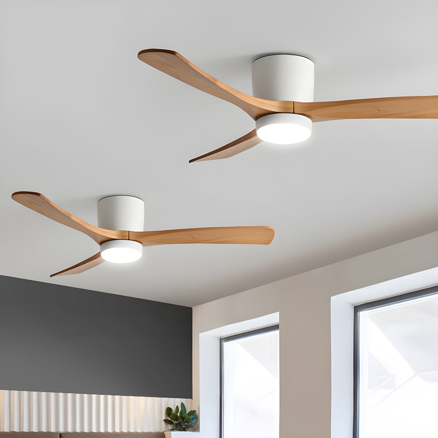 Kaze Solid Wood Quiet DC Ceiling Fan Light for Bedroom & Living Room