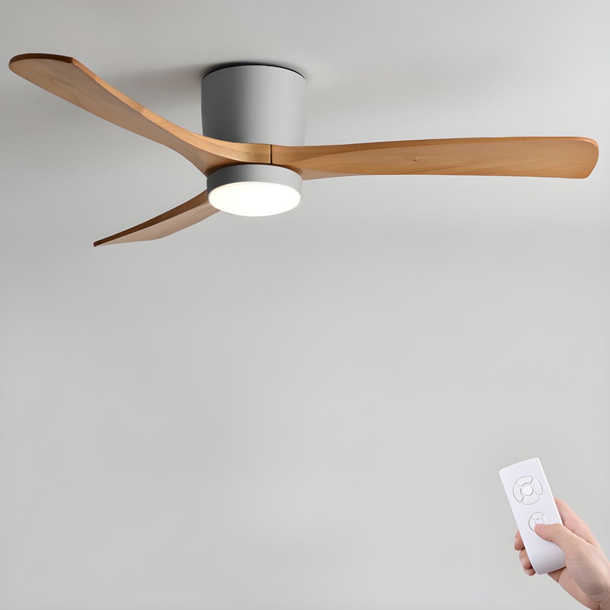 Kaze Solid Wood Quiet DC Ceiling Fan Light for Bedroom & Living Room