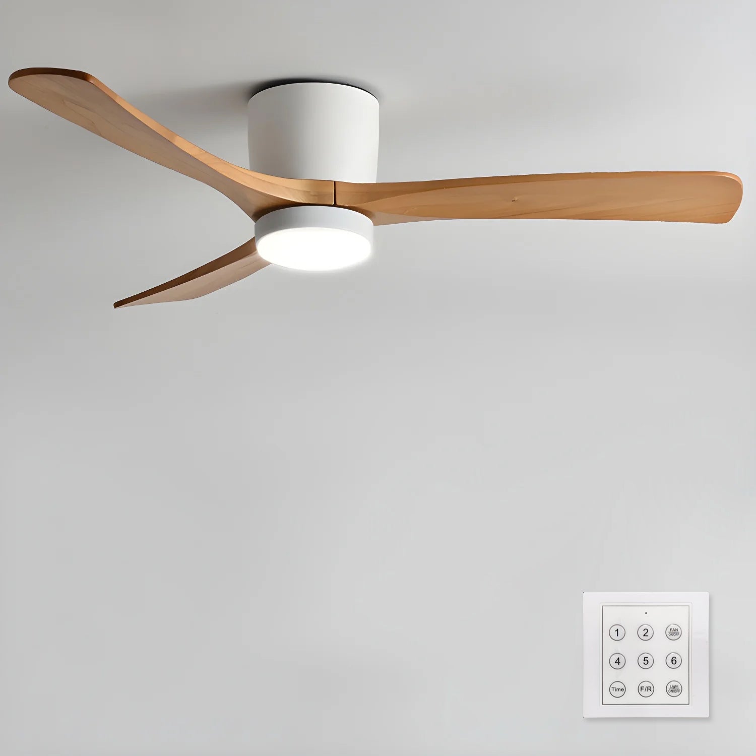 Kaze Solid Wood Quiet DC Ceiling Fan Light for Bedroom & Living Room