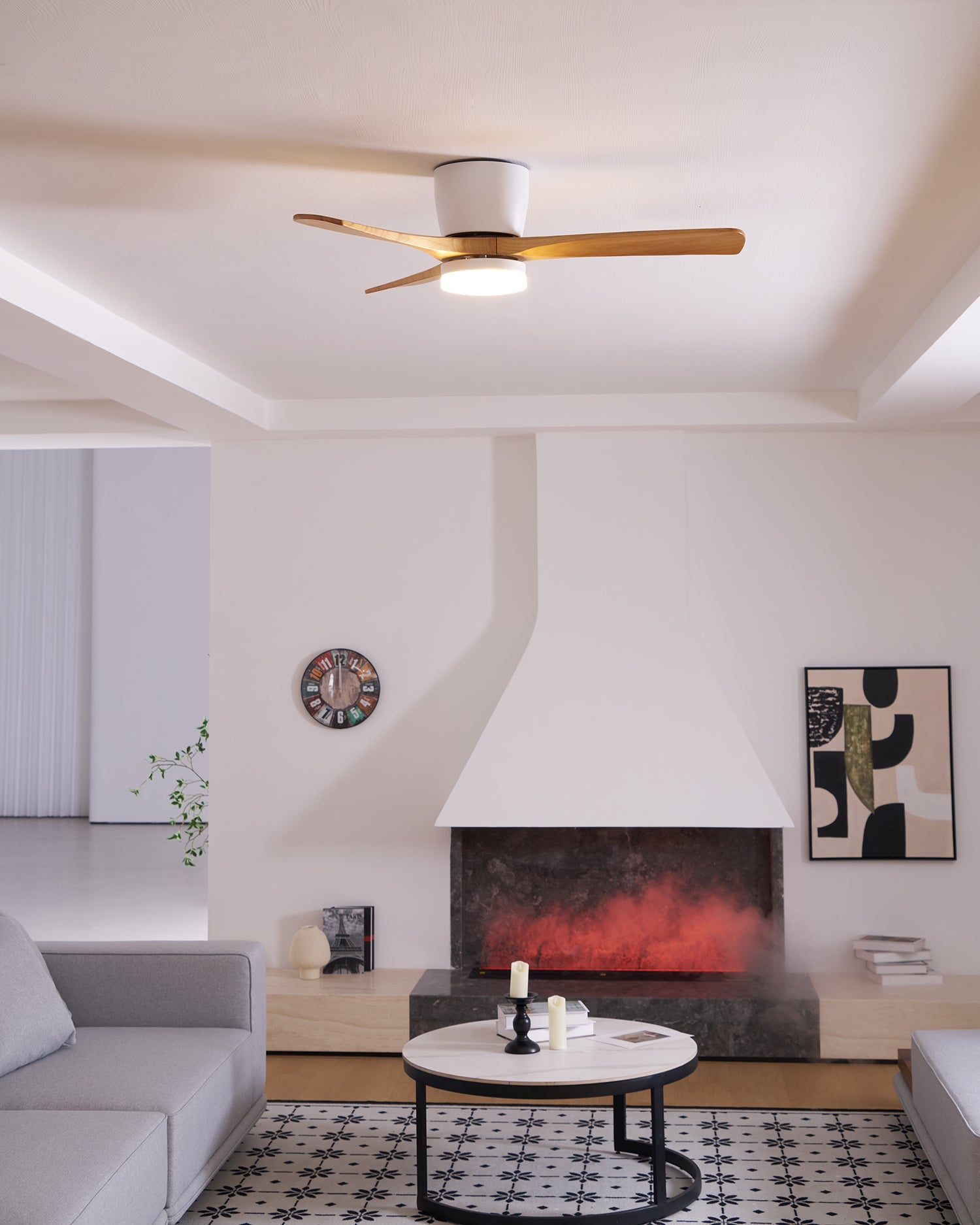 Kaze Solid Wood Quiet DC Ceiling Fan Light for Bedroom & Living Room