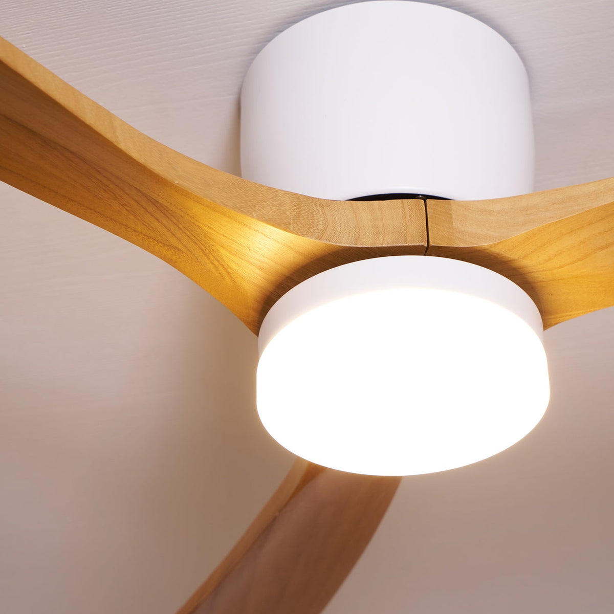Kaze Solid Wood Quiet DC Ceiling Fan Light for Bedroom & Living Room