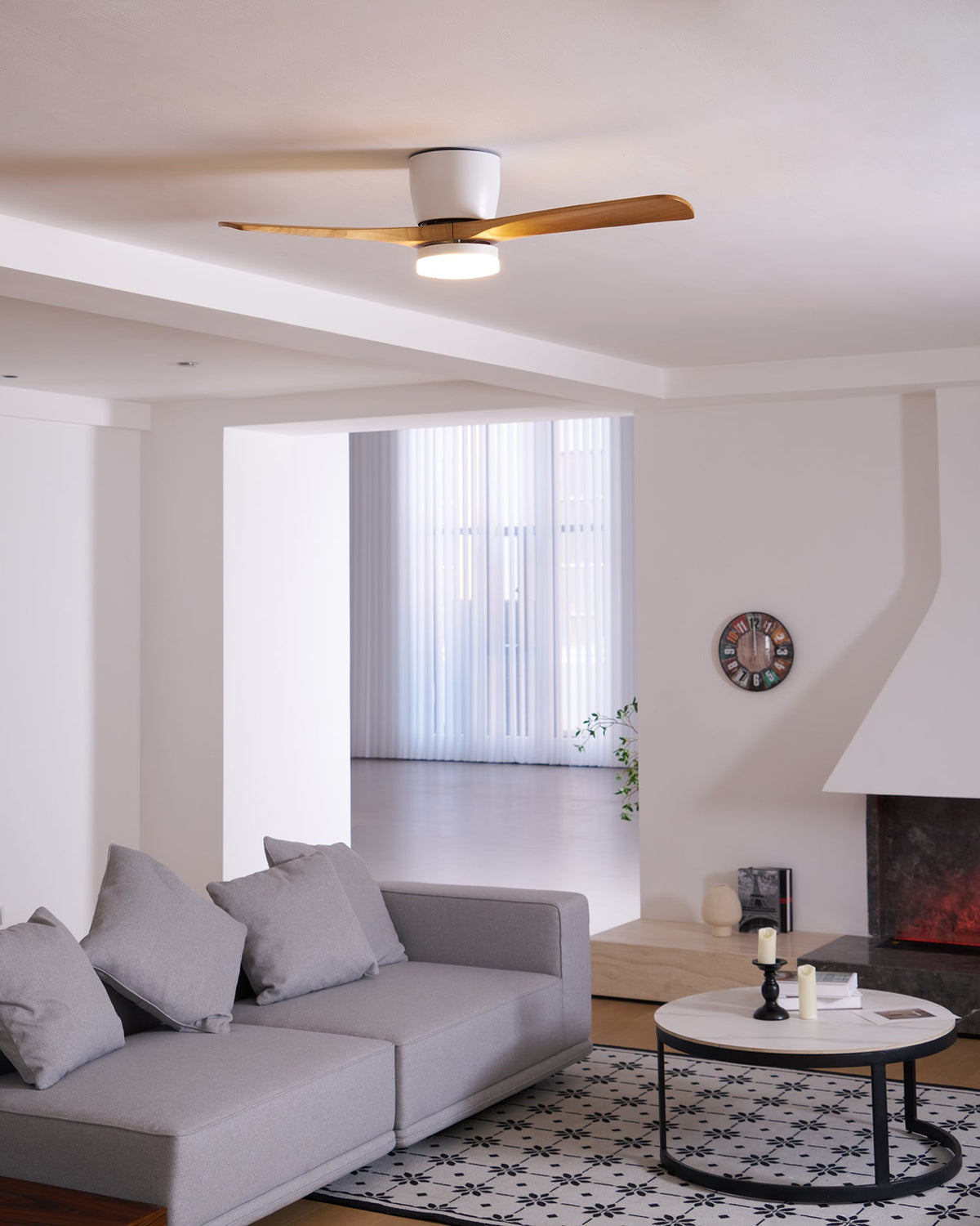 Kaze Solid Wood Quiet DC Ceiling Fan Light for Bedroom & Living Room