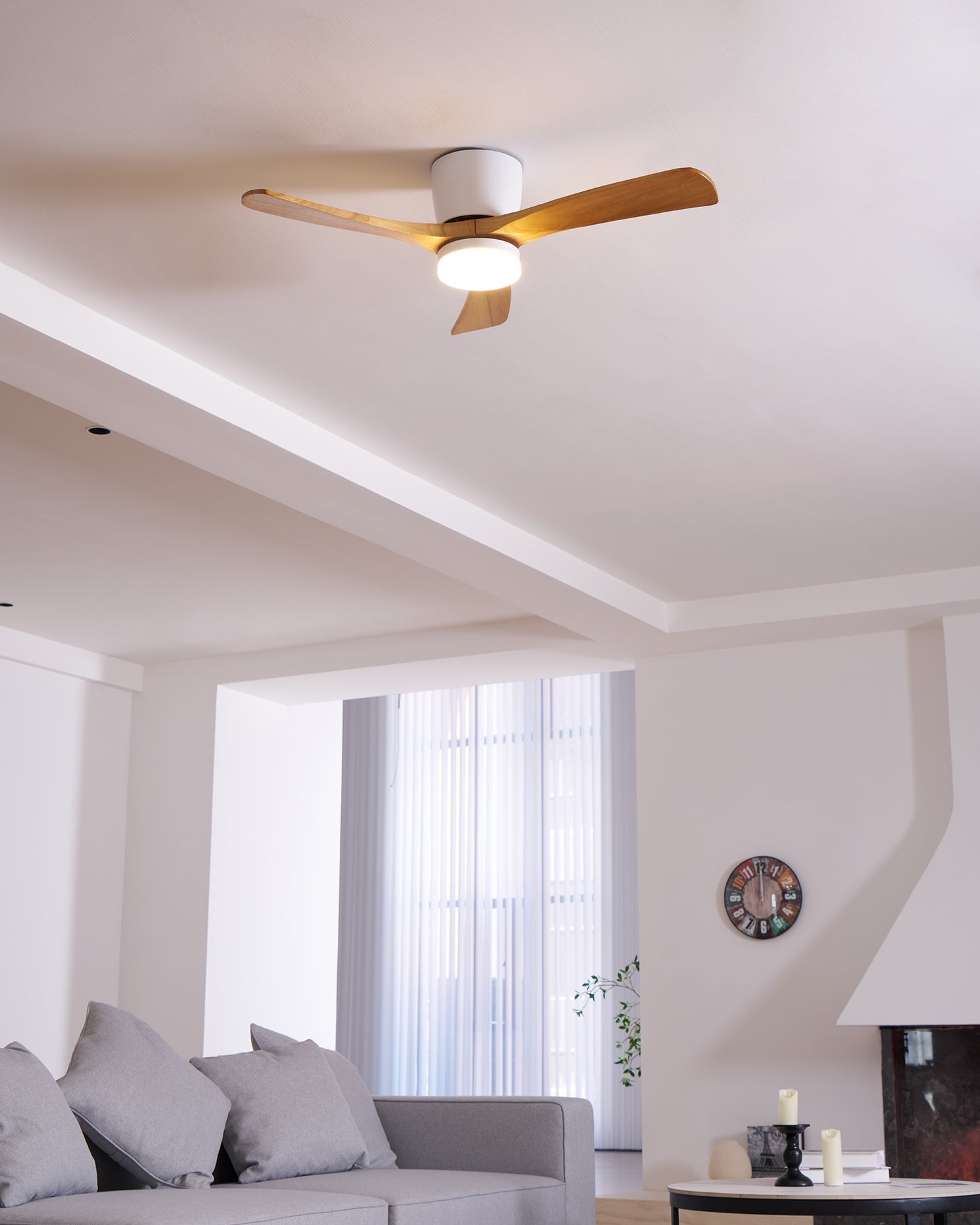 Kaze Solid Wood Quiet DC Ceiling Fan Light for Bedroom & Living Room