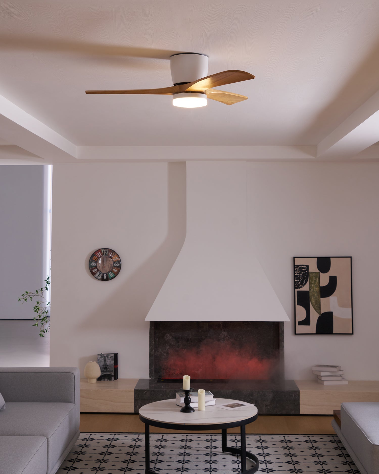 Kaze Solid Wood Quiet DC Ceiling Fan Light for Bedroom & Living Room