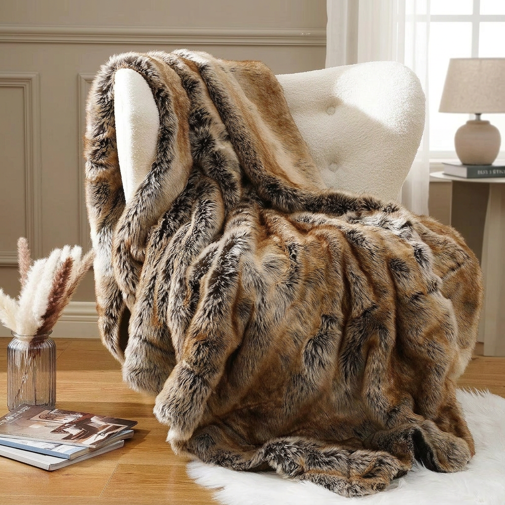 Morbido Plush Faux Fur Throw Blanket for Living Room & Bedroom