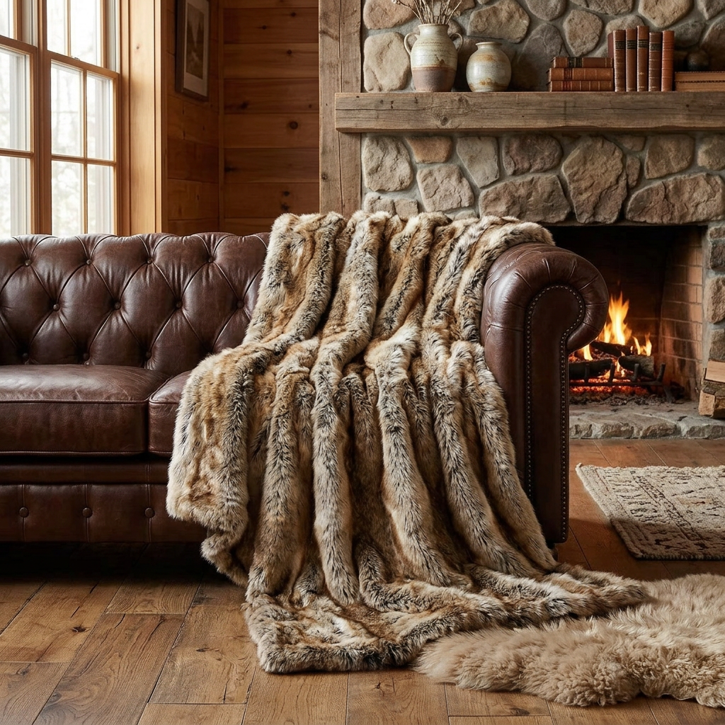 Morbido Plush Faux Fur Throw Blanket for Living Room & Bedroom