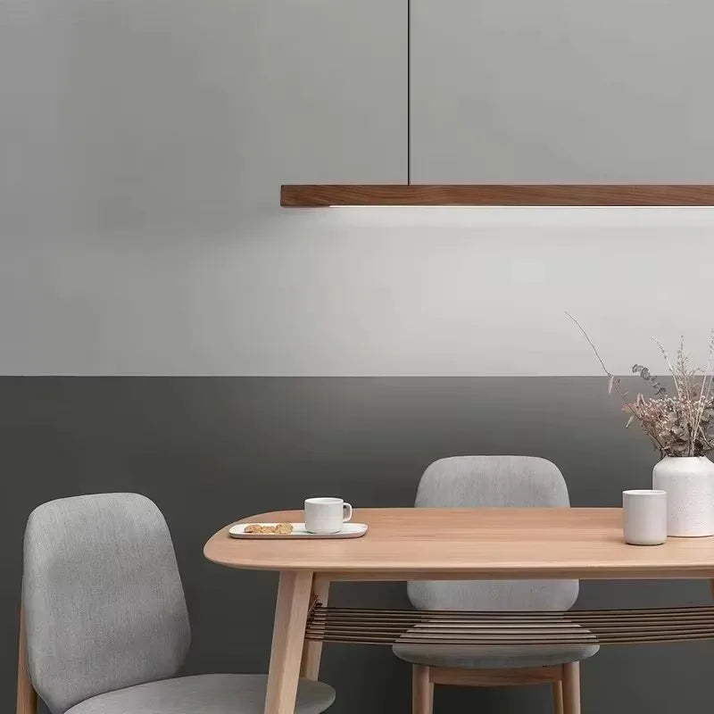 Asta Walnut Wood Linear Chandelier for Kitchen Island & Dining