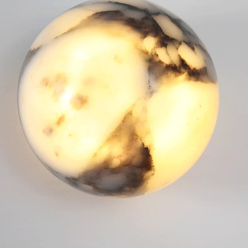 Luna Natural Marble Ball LED Wall Sconce for Bedroom & Hallway