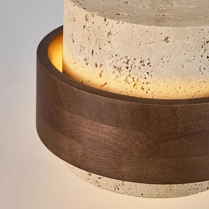 Sasso Walnut Wood Stone Pendant Light for Bedroom & Bar
