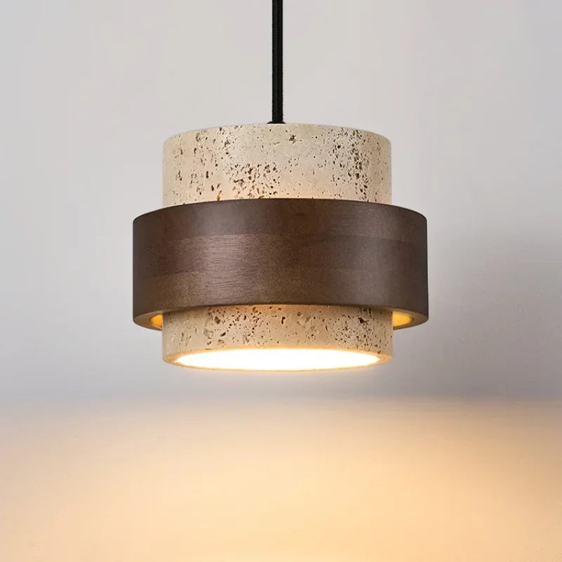 Sasso Walnut Wood Stone Pendant Light for Bedroom & Bar