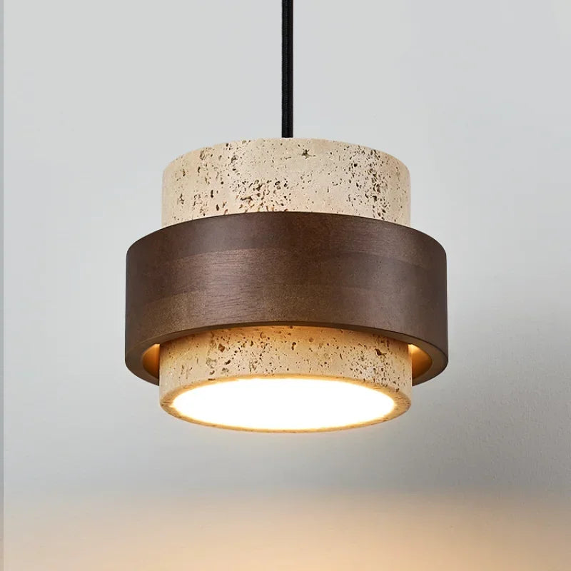 Sasso Walnut Wood Stone Pendant Light for Bedroom & Bar