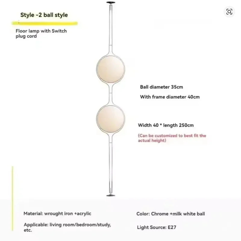 Sfera Chrome Acrylic Ball Floor Lamp for Living Room & Bedroom