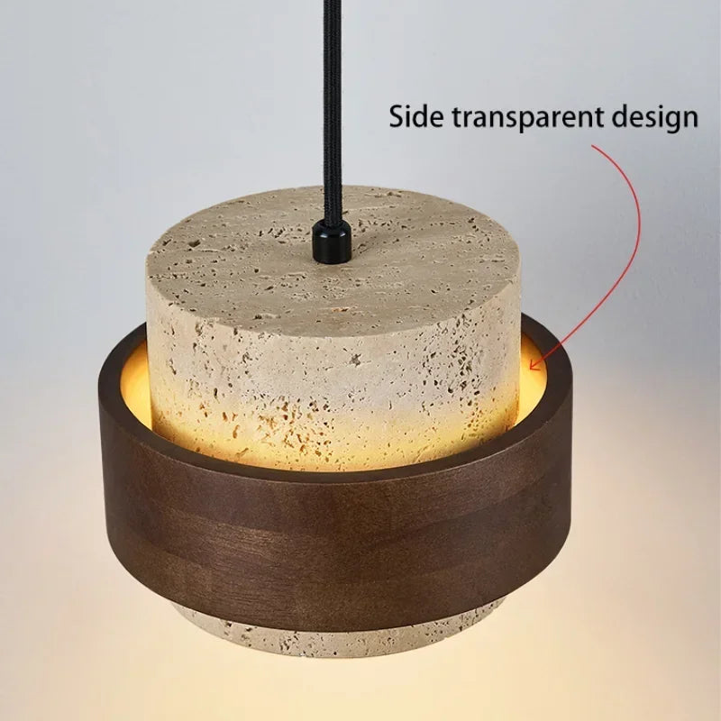 Sasso Walnut Wood Stone Pendant Light for Bedroom & Bar
